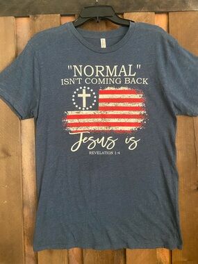 Men's Navy Graphic T-Shirt - 'Normal Isn't Coming Back' Jesus Is